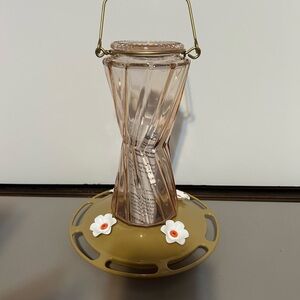 Elegant Glass Bird Feeder with Floral Accents Bohemian Hummingbird